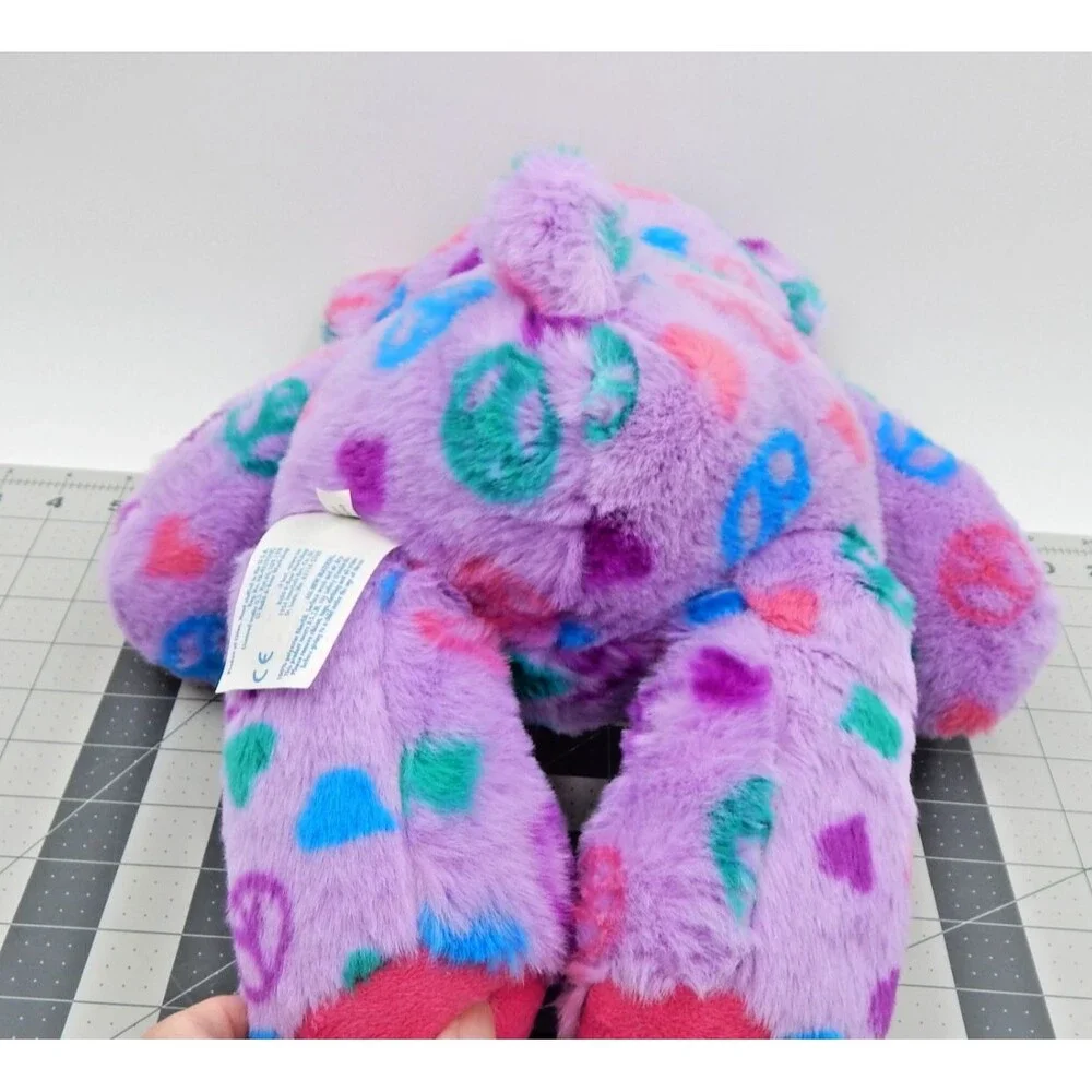 Build A Bear Purple Peace Bear 15 Inch 2011 Hearts Hot Pink Feet Ears